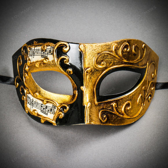 Phantom Of Opera Musical Masquerade Venetian Eye Mask - Black Gold - Picture 1 of 10